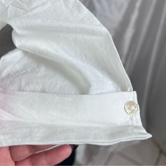 James Perse White Button Down Rib Knit Side Short Sleeve Top Size 0 - Picture 10 of 15